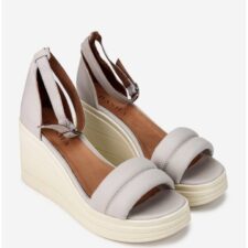 Sandale dama gri din piele cu platforma