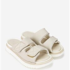 Sandale dama gri din piele texturata model stil papuc