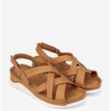 Sandale dama maro deschis din piele naturala