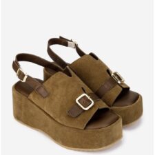 Sandale dama  maro din piele intoarsa cu insertie piele box