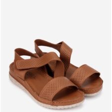 Sandale dama maro din piele naturala cu model