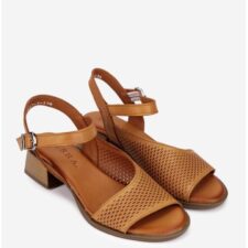 Sandale dama maro din piele naturala cu perforatii