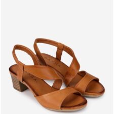 Sandale dama maro din piele naturala cu toc