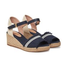 Sandale dama -  material textil - bleumarin/bej