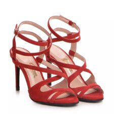 Sandale dama  model 1383 piele velur rosu