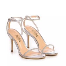 Sandale dama  model 1431 nappa kristal argintiu