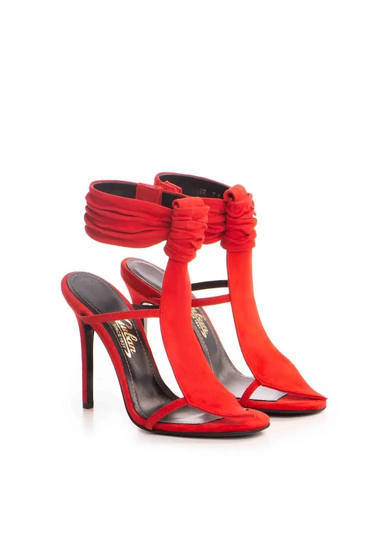 Sandale dama model 1468 velur rosu 1 Sandale dama  model 1468 velur rosu