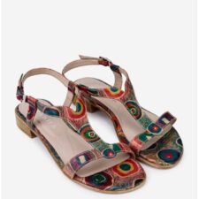 Sandale dama multicolore din piele naturala