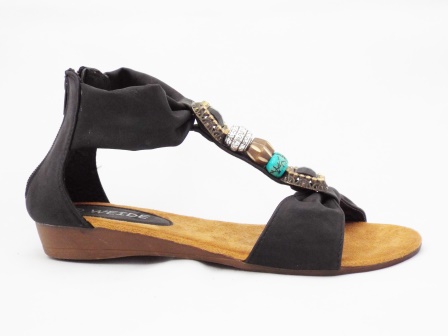 Sandale dama negre cu accesorii colorate