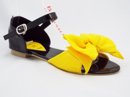 Sandale dama negre cu galben