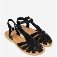 Sandale dama negre din piele intoarsa