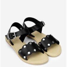 Sandale dama negre din piele naturala cu ornamente