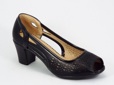 Sandale dama negre perforate toc 6 cm Serra