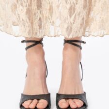 Sandale dama  negre - piele ecologica - cu barete delicate si talpa usoara