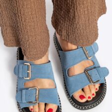 Sandale dama  piele intoarsa - albastru