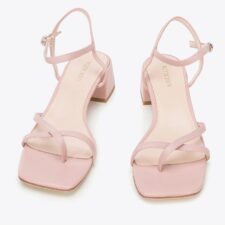 Sandale dama  piele naturala - barete subtiri - roz prafuit