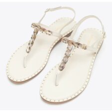 Sandale dama  piele naturala - crem - design minimalist - toc plat