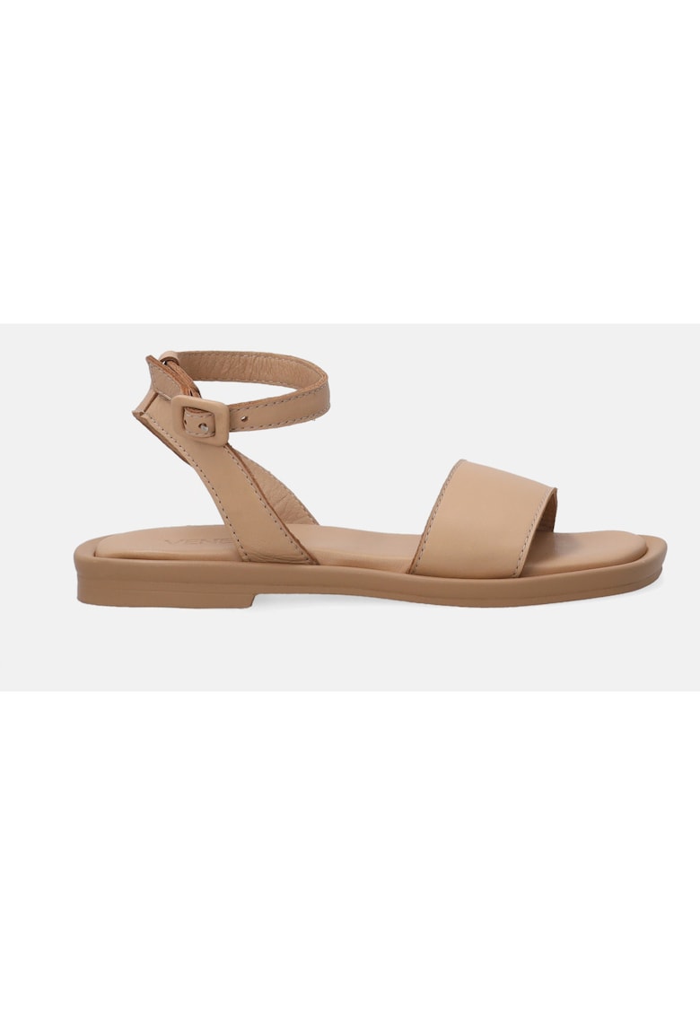 Sandale dama - piele naturala - cu talpa joasa - bej - sistem inchidere catarama 1 Sandale dama - piele naturala - cu talpa joasa - bej - sistem inchidere catarama