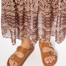 Sandale dama  piele naturala - detalii metalice - maro