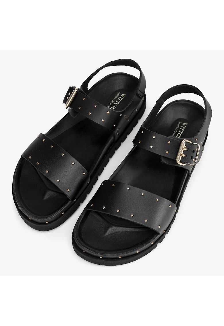 Sandale dama piele naturala - detalii metalice - negre 1 Sandale dama piele naturala - detalii metalice - negre