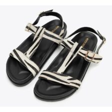 Sandale dama  piele naturala - negru si bej - curele reglabile