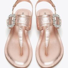 Sandale dama  piele naturala - roz - design elegant