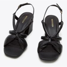 Sandale dama -  piele naturala - toc bloc - negru