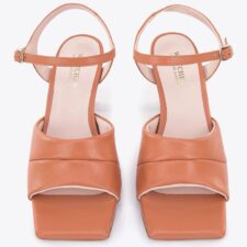 Sandale dama  piele naturala - toc cui - varf patrat - maro