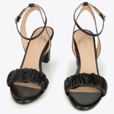 Sandale dama  piele naturala - toc gros - negre - pentru ocazii festive