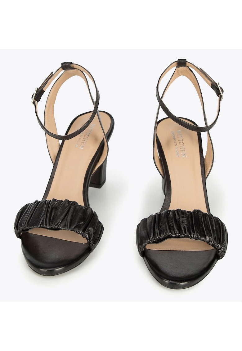 Sandale dama piele naturala - toc gros - negre - pentru ocazii festive 1 Sandale dama piele naturala - toc gros - negre - pentru ocazii festive