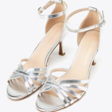 Sandale dama  piele naturala - toc subtire - argintiu