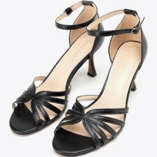 Sandale dama  piele naturala - toc subtire - negru