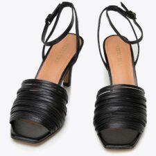 Sandale dama  piele naturala - toc subtire - negru - cu barete