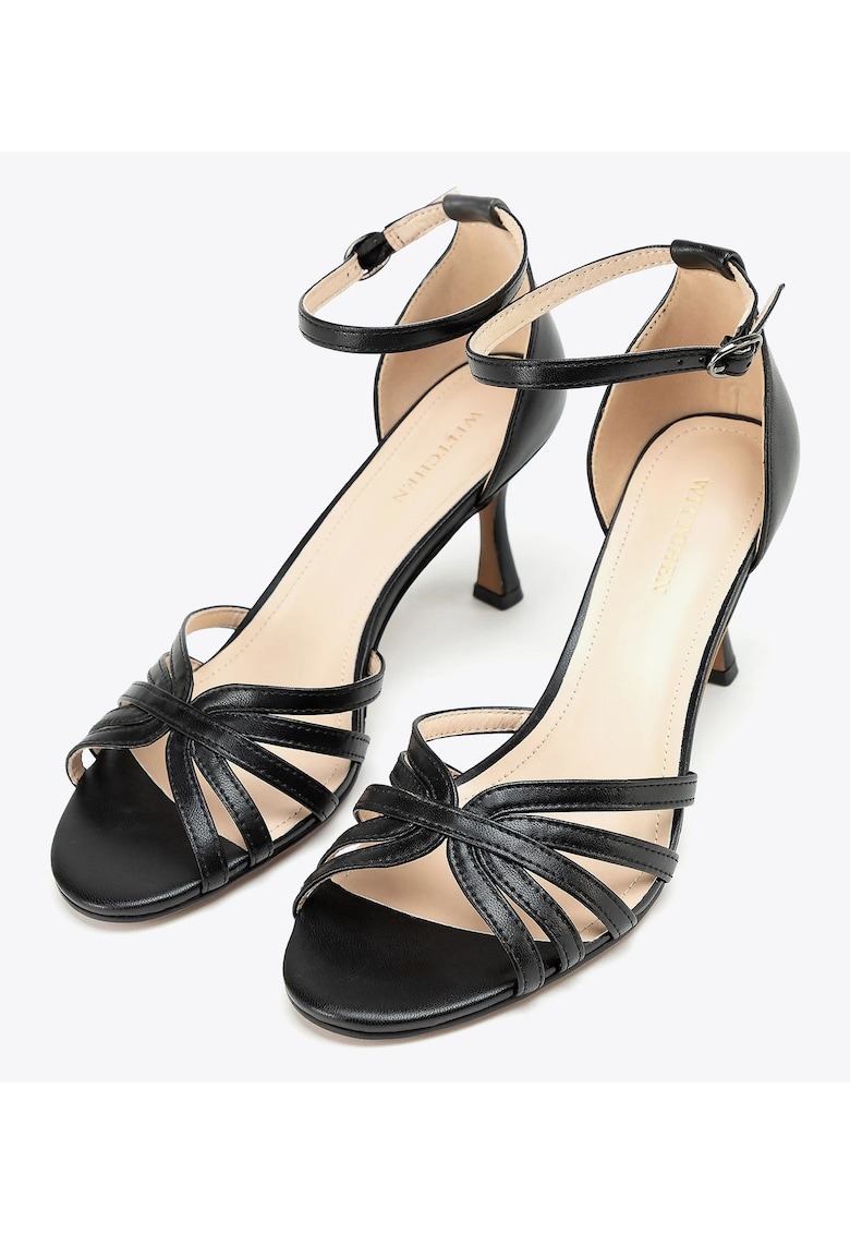 Sandale dama piele naturala - toc subtire - negru 1 Sandale dama piele naturala - toc subtire - negru