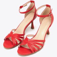 Sandale dama  piele naturala - toc subtire - rosu