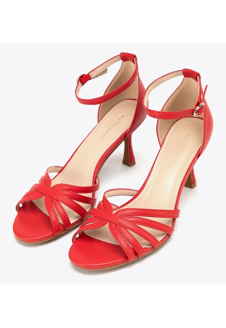 Sandale dama piele naturala - toc subtire - rosu 1 Sandale dama piele naturala - toc subtire - rosu