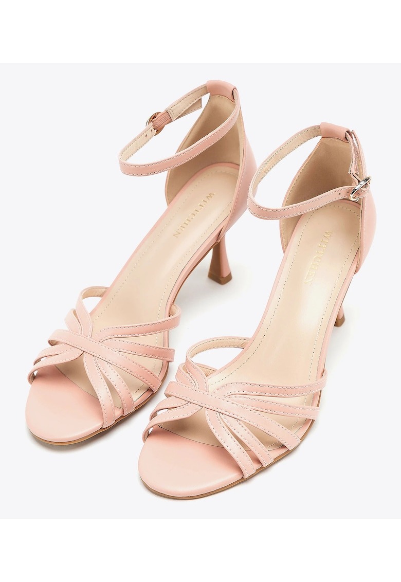 Sandale dama piele naturala - toc subtire - roz 1 Sandale dama piele naturala - toc subtire - roz