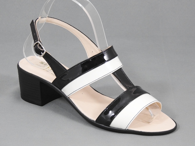 Sandale dama piele negre cu alb Zara