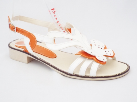 Sandale dama portocalii cu alb