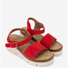 Sandale dama realizate din piele intoarsa rosie