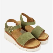 Sandale dama realizate din piele intoarsa verde