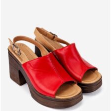 Sandale dama rosii din piele
