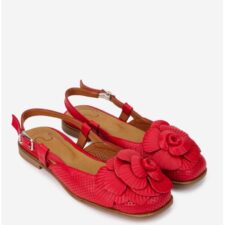 Sandale dama  rosii din piele naturala cu ornament