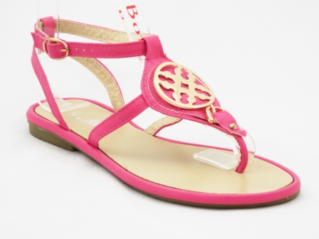 Sandale dama roz cu accesorii aurii