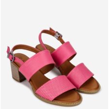 Sandale dama roz din piele naturala cu aspect perforat