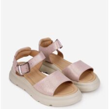 Sandale dama roz pudra din piele cu model