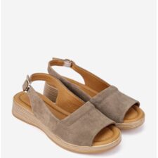 Sandale dama taupe din piele intoarsa