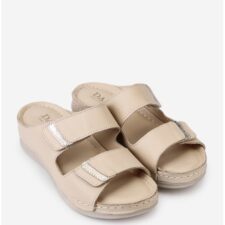 Sandale dama tip papuc din piele bej