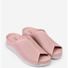 Sandale dama tip papuc din piele naturala roz pudra