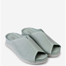 Sandale dama tip papuc din piele naturala verde deschis